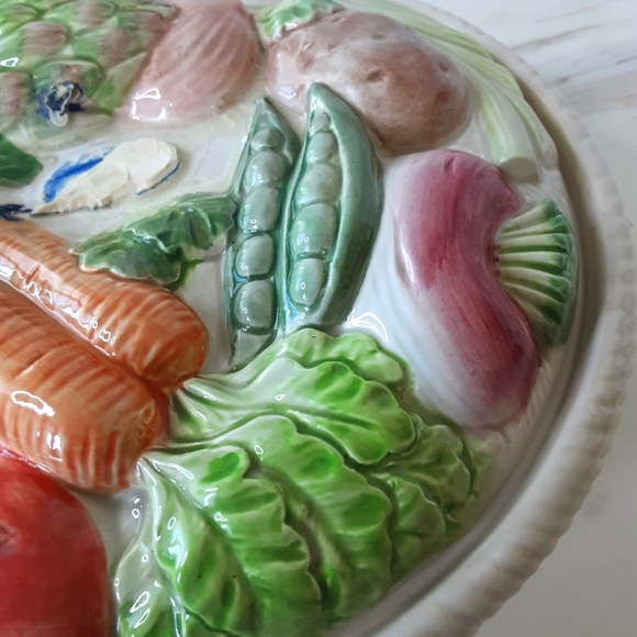 FITZ & FLOYD Round Covered Casserole Dish Garden Basket Vege - Picture 5 of 10